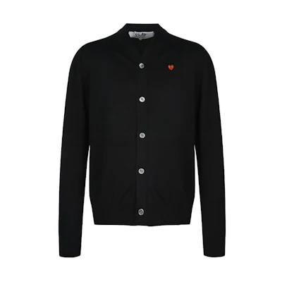 Comme Des Garçons CDG Play Heart Logo Cardigan Wool Sweater Black. AZ-N054-051-1