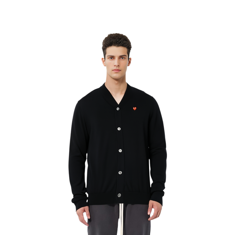 Comme Des Garçons CDG Play Heart Logo Cardigan Wool Sweater  Black. AZ-N054-051-1 圖 4