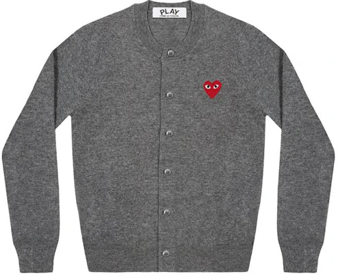 Comme Des Garçons CDG Play心形刺繡開襟針織衫男女款灰色 AX-N007-051-MEDIUM GRAY Order Comme Des Garçons CDG Play心形刺繡開襟針織衫男女款灰色 AX-N007-051-MEDIUM GRAY
