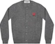 Order Comme Des Garçons CDG Play心形刺繡開襟針織衫男女款灰色 AX-N007-051-MEDIUM GRAY