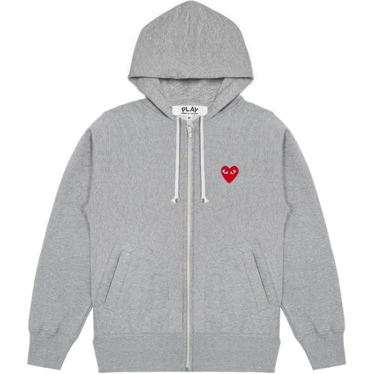 CDG CDG Play Heart Logo Zip-Up Hoodie Grey AX-T250-051-1