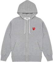 Comme des Garçons CDG Play Heart Logo Zip-Up Hoodie Grey AX-T250-051-1 Comme des Garçons CDG Play Heart Logo Zip-Up Hoodie Grey AX-T250-051-1