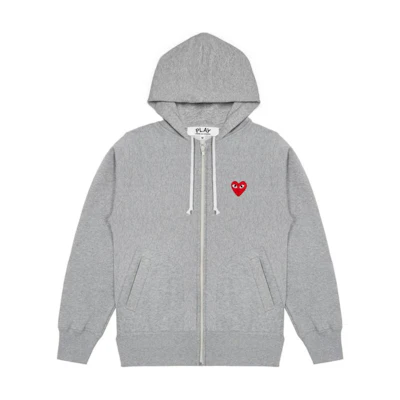 CDG CDG Play Heart Logo Zip-Up Hoodie Grey AX-T250-051-1