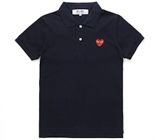 Comme Des Garçons CDG Play Heart Polo Shirt Navy Blue with Red Heart Logo . AZ-T006-051-2 Comme Des Garçons CDG Play Heart Polo Shirt Navy Blue with Red Heart Logo . AZ-T006-051-2
