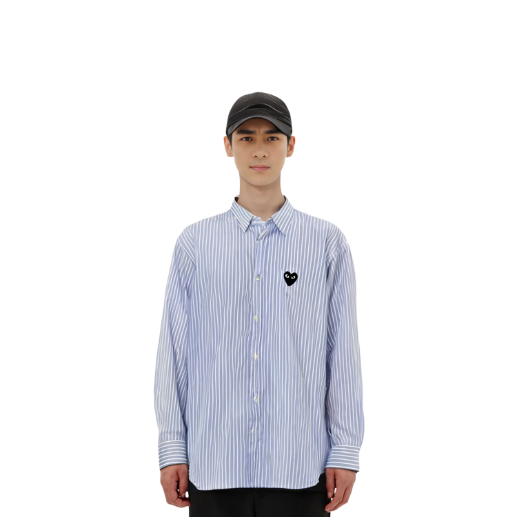 Comme Des Garçons CDG Play Heart Striped Print Long Sleeve Button-Up Shirt Light Blue . AZ-B020-051-1 圖 4