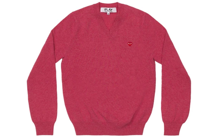 Comme Des Garçons CDG Play Pink V-Neck Sweater with Red Heart Logo for Men. AZ-N078-051-4 圖 2