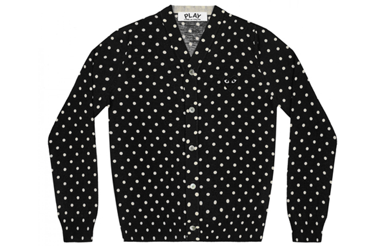 Comme Des Garçons CDG Play Polka Dot V-Neck Button Cardigan Wool Sweater  Black AZ-N038-051-1 圖 2