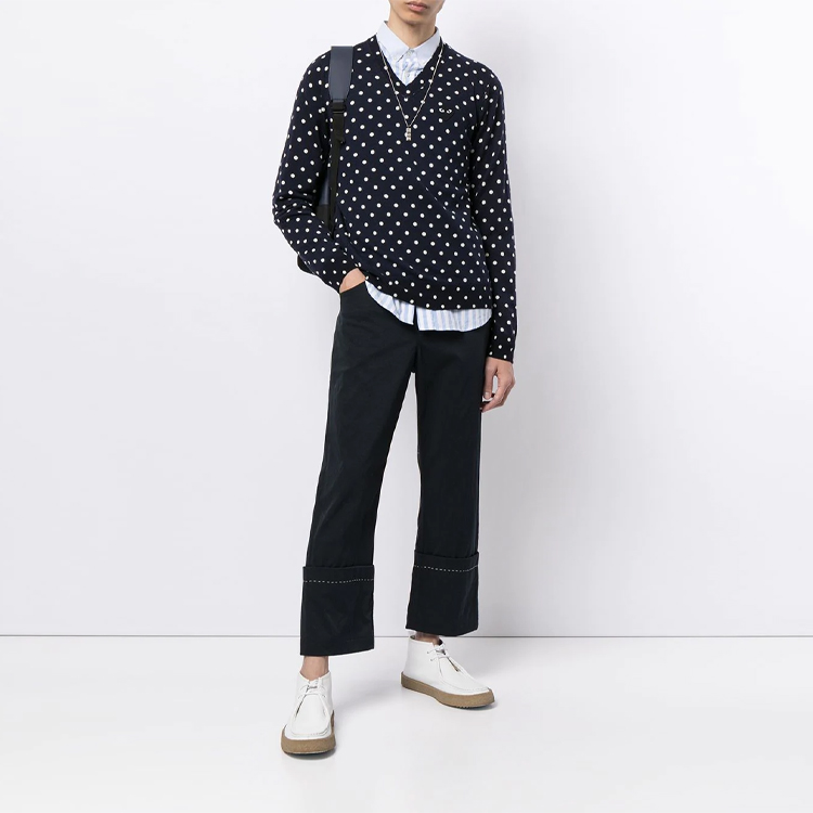 Comme Des Garçons CDG Play Polka Dot V-Neck Sweater  Navy Blue AZ-N036-051-2 圖 3