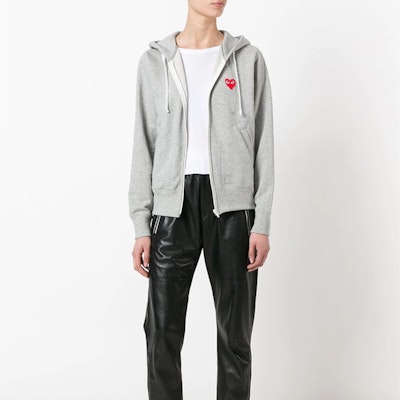 Comme Des Garçons CDG Play Hati Merah Hoodie Zip-Up Jaket Kelabu Lelaki. AZ-T168-051-1 Shop Comme Des Garçons CDG Play Hati Merah Hoodie Zip-Up Jaket Kelabu Lelaki. AZ-T168-051-1