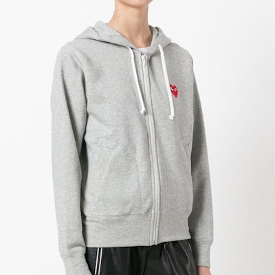 Comme Des Garçons CDG Play Hati Merah Hoodie Zip-Up Jaket Kelabu Lelaki. AZ-T168-051-1 Details for Comme Des Garçons CDG Play Hati Merah Hoodie Zip-Up Jaket Kelabu Lelaki. AZ-T168-051-1