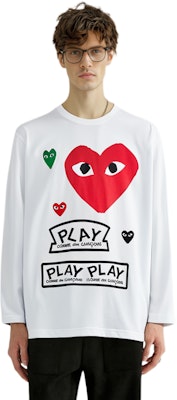Comme Des Garçons CDG Play Red Heart Logo Long Sleeve T-Shirt White. AZ-T284-051-1 Lookbook Comme Des Garçons CDG Play Red Heart Logo Long Sleeve T-Shirt White. AZ-T284-051-1