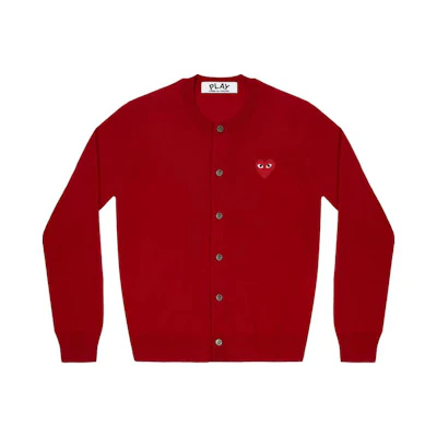 Comme Des Garçons CDG Play Red Heart Logo Embroidered Cardigan Unisex. AX-N007-051-RED