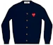 Buy 꼼데가르송 CDG 플레이 레드 하트 울 가디건 스웨터 네이비 블루 AZ-N008-051-2