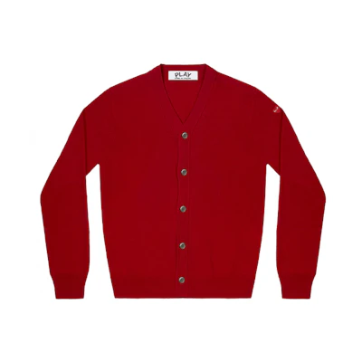 Comme Des Garçons CDG Play Red Heart Wool Cardigan Sweater Red. AZ-N042-051-4