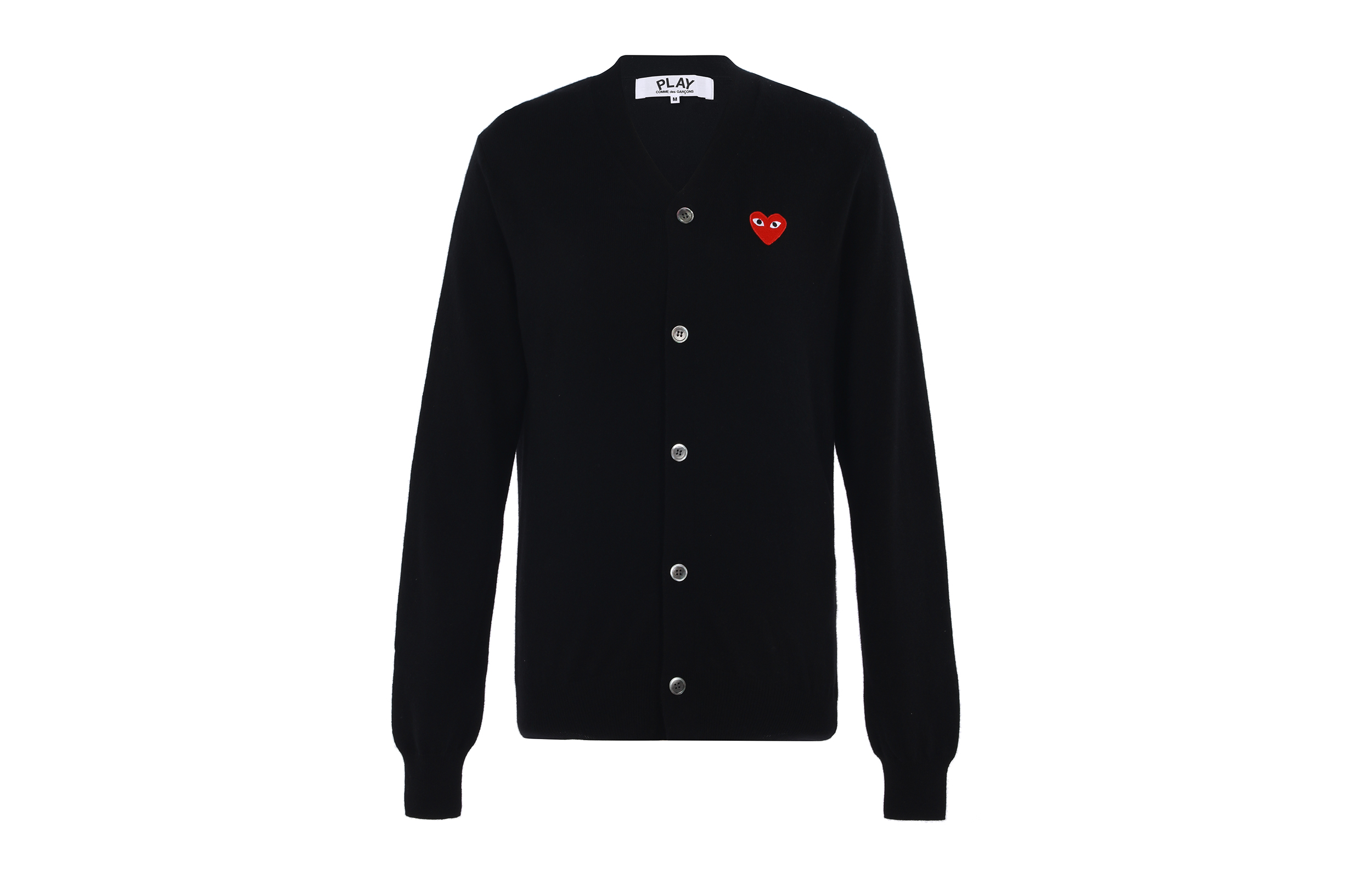 Order Comme Des Garçons CDG Play Red Heart Wool Cardigan Sweater  Autumn Black AZ-N008-051-1