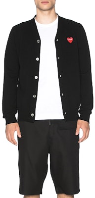 Comme Des Garçons CDG Play Red Heart Wool Cardigan Sweater Autumn Black AZ-N008-051-1 Details for Comme Des Garçons CDG Play Red Heart Wool Cardigan Sweater Autumn Black AZ-N008-051-1