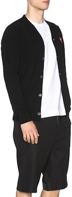 Comme Des Garçons CDG Play Red Heart Wool Cardigan Sweater Autumn Black AZ-N008-051-1 Cheap Comme Des Garçons CDG Play Red Heart Wool Cardigan Sweater Autumn Black AZ-N008-051-1