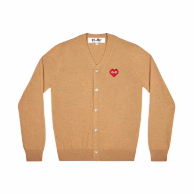 Comme Des Garçons CDG Play Single-Breasted Knit Cardigan Yellow Sweater. AZ-N084-051-3