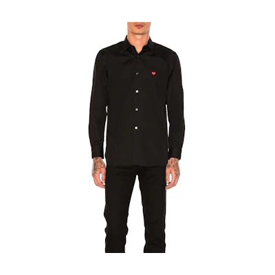 Comme Des Garçons CDG Play Small Red Heart Long Sleeve Button Shirt Black AZ-B012-051-black