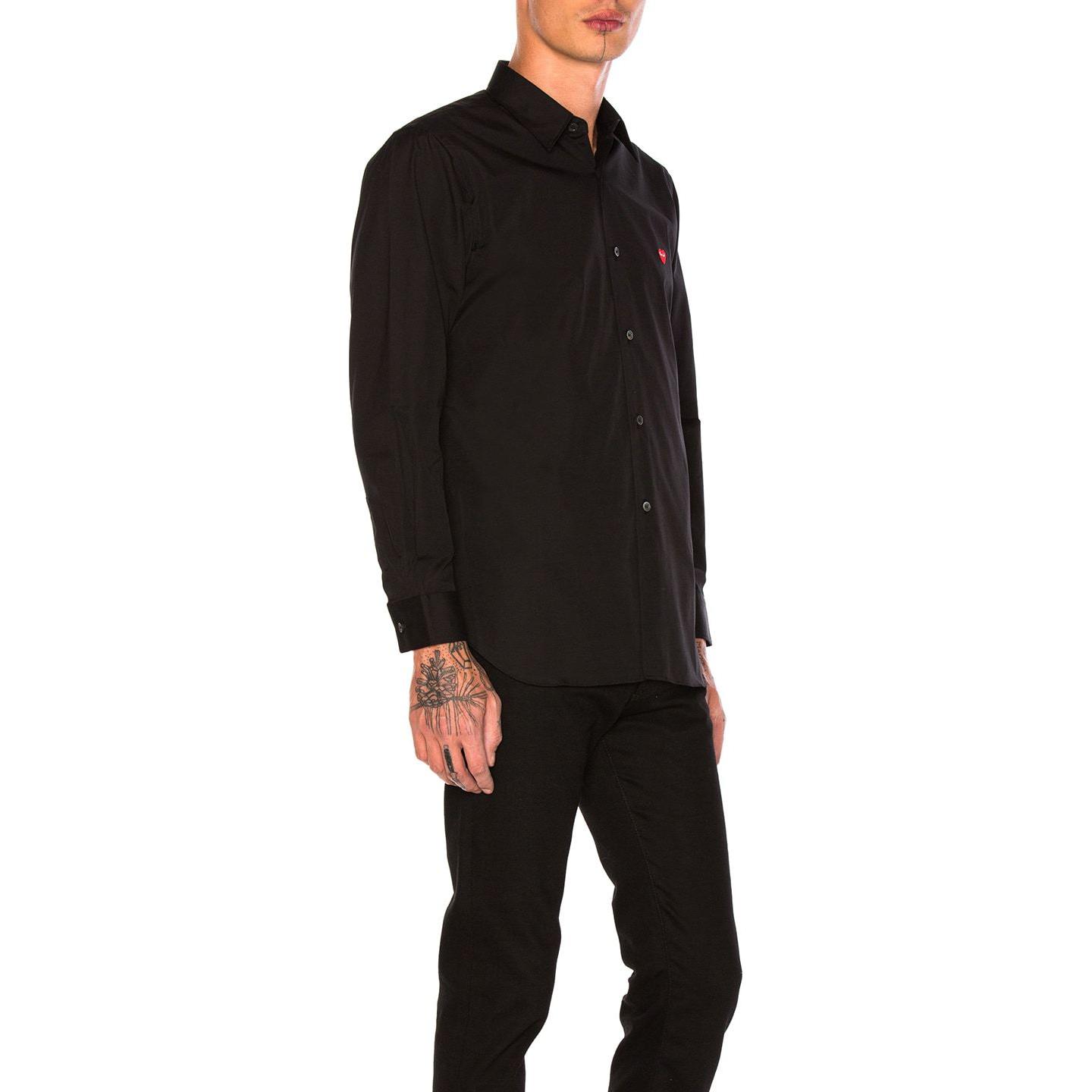 Comme Des Garçons CDG Play Small Red Heart Long Sleeve Button Shirt  Black AZ-B012-051-black 圖 5