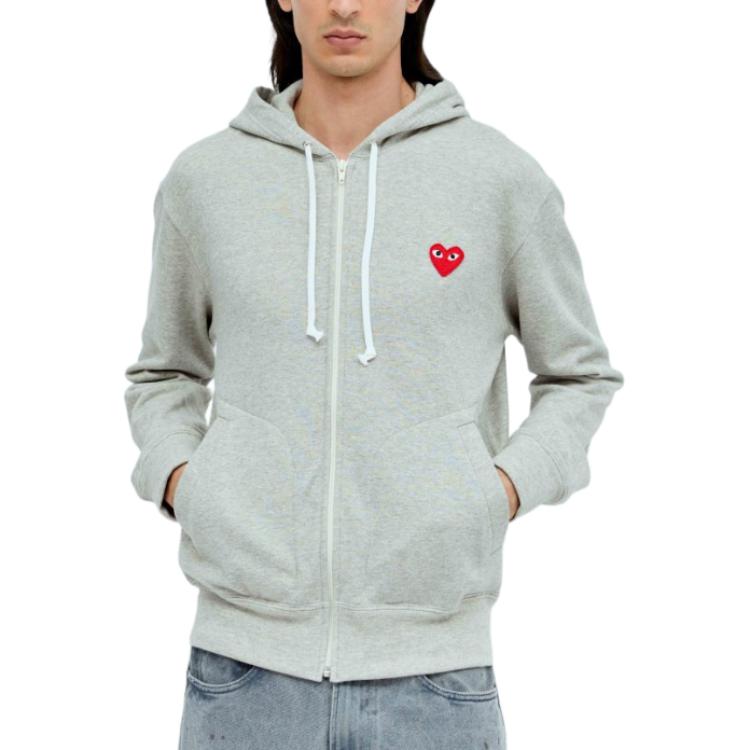 Comme Des Garçons CDG Play Solid Logo Zip-Up Hoodie Grey AX-T168-051-1