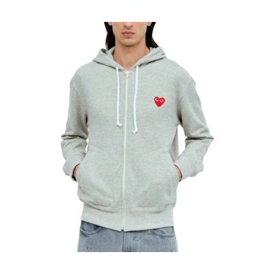 Comme Des Garçons CDG Play Solid Logo Zip-Up Hoodie Grey AX-T168-051-1