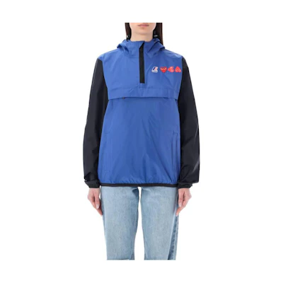 Comme Des Garçons CDG Play SS23 Unisex Navy Blue Hoodie Jacket with Heart Print. P1J506N2