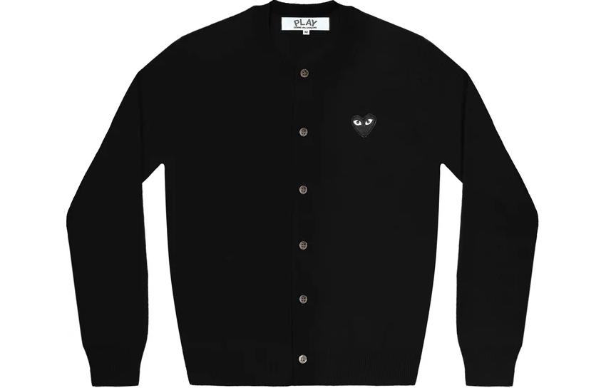 Comme Des Garçons CDG Play SS24 Black Heart Button-Up Cardigan Unisex Black AX-N023-051-BLACK 圖 2