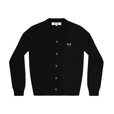 Comme Des Garçons CDG Play SS24 Black Heart V-Neck Cardigan Unisex Black. AX-N024-051-BLACK