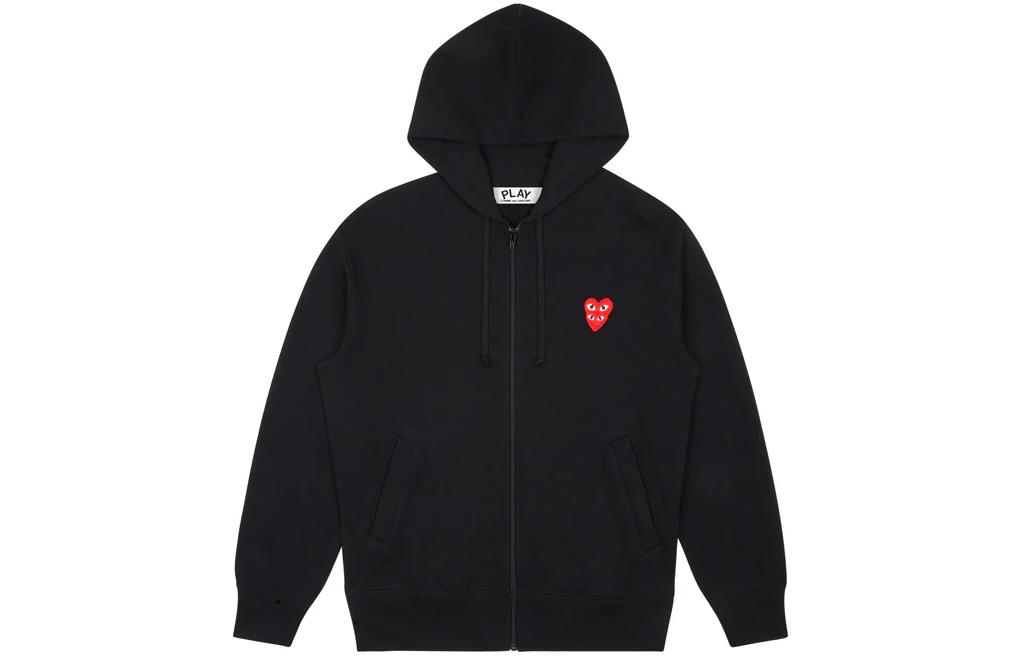 Comme Des Garçons CDG Play SS24 Dual Red Heart Zip Hoodie Unisex Black. AX-T294-051-BLACK 圖 2