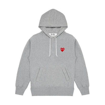 Comme Des Garçons CDG Play SS24 Grey Hoodie with Heart Logo Unisex Long Sleeve. AX-T170-051-TOP GRAY