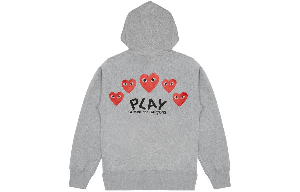 Comme Des Garçons CDG Play SS24 Grey Hoodie with Heart on Chest & Five Hearts on Back Unisex. AX-T250-051-TOP GRAY 圖 2