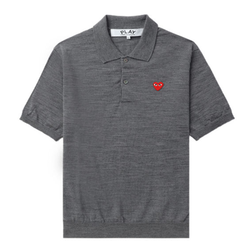 Comme Des Garçons CDG Play SS24 Heart Button Polo Collar Short Sleeve Sweater Unisex. AX-N094-051-3