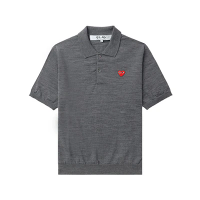 Comme Des Garçons CDG Play SS24 Heart Button Polo Collar Short Sleeve Sweater Unisex. AX-N094-051-3