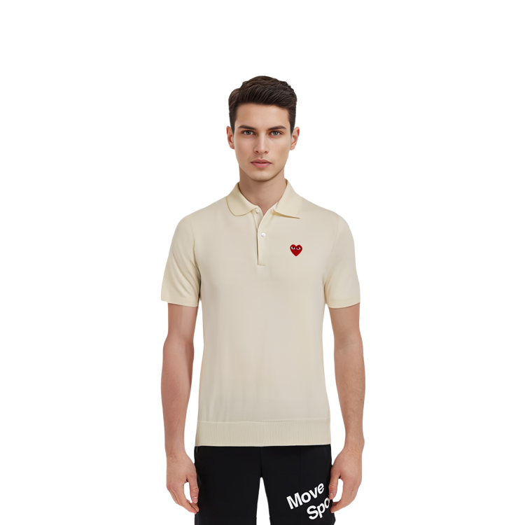 Comme Des Garçons CDG Play SS24 Heart Button Polo Knit Shirt Unisex Off-White. AX-N094-051-6 圖 4
