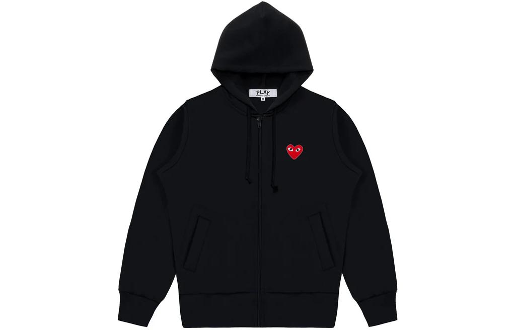 Comme Des Garçons CDG Play SS24 Red Heart Zip Hoodie Unisex Black. AX-T172-051-BLACK 圖 2