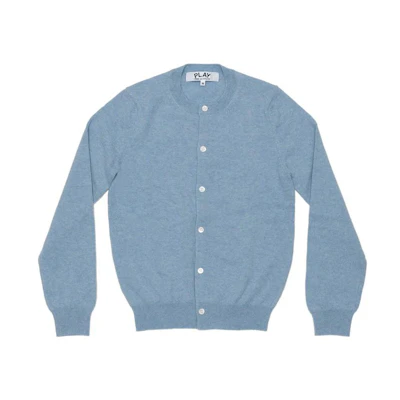 Comme Des Garçons CDG Play SS24 Unisex Light Blue Button-Up Crewneck Cardigan Sweater AX-N091-051-LIGHT BLUE