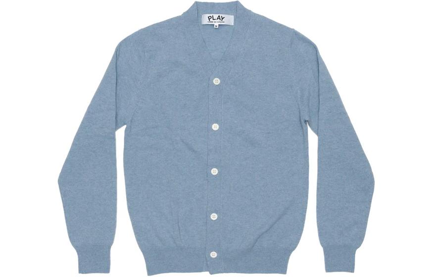 Comme Des Garçons CDG Play SS24 Unisex Light Blue V-Neck Button Long Sleeve Sweater. AX-N092-051-LIGHT BLUE 圖 2