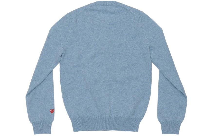 Comme Des Garçons CDG Play SS24 Unisex Light Blue Button-Up Crewneck Cardigan Sweater AX-N091-051-LIGHT BLUE 圖 3