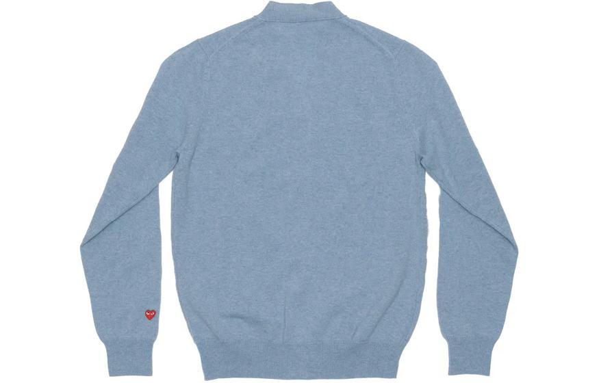 Comme Des Garçons CDG Play SS24 Unisex Light Blue V-Neck Button Long Sleeve Sweater. AX-N092-051-LIGHT BLUE 圖 3
