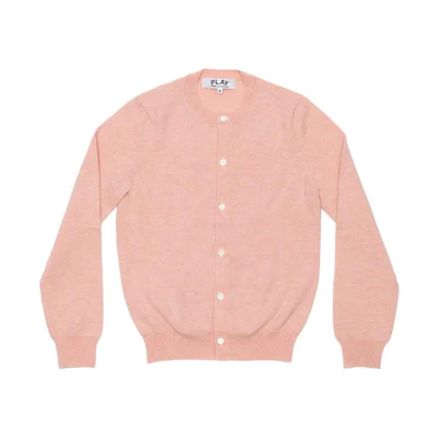 Comme Des Garçons CDG Play SS24 Unisex Light Pink Button-Up Crewneck Long Sleeve Sweater AX-N091-051-LIGHT PINK