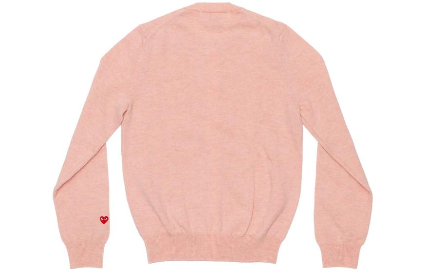 Comme Des Garçons CDG Play SS24 Unisex Light Pink Button-Up Crewneck Long Sleeve Sweater AX-N091-051-LIGHT PINK 圖 3