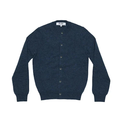 Comme Des Garçons CDG Play SS24 Unisex Navy Blue Button-Up Knit Sweater. AX-N091-051-NAVY BLUE
