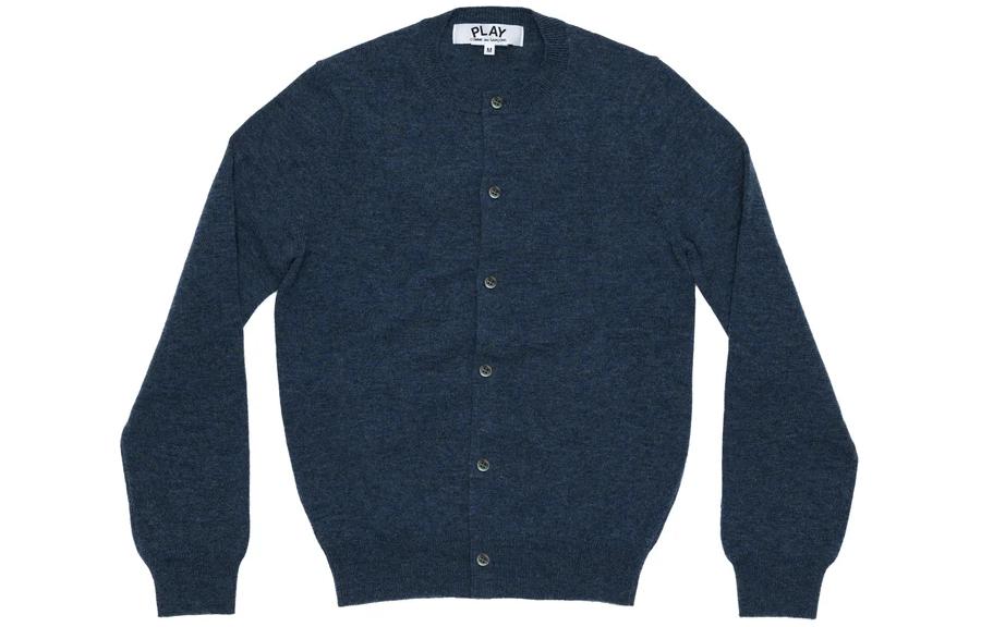 Order Comme Des Garçons CDG Play SS24 Unisex Baju Knit Butang Biru Navy. AX-N091-051-NAVY BLUE