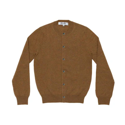 Comme Des Garçons CDG Play SS24 Unisex Solid Button-Up Knit Sweater Light Brown. AX-N091-051-LIGHT BROWN