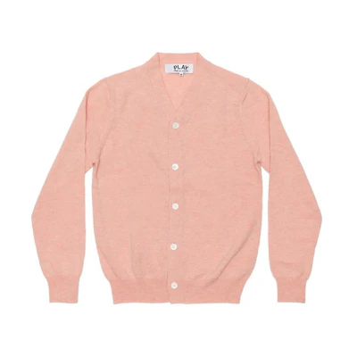Comme Des Garçons CDG Play SS24 Unisex Solid V-Neck Button Long Sleeve Cardigan Light Pink. AX-N092-051-LIGHT PINK