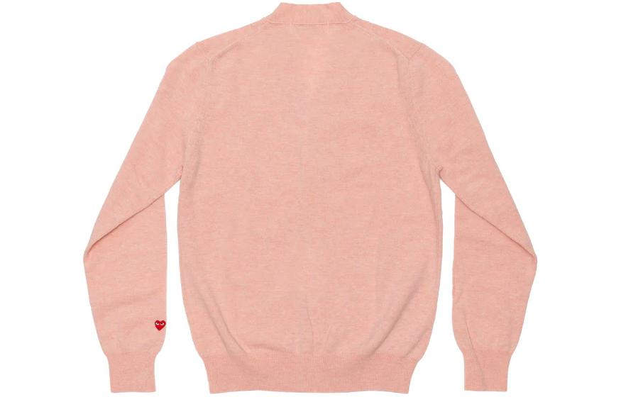 Comme Des Garçons CDG Play SS24 Unisex Solid V-Neck Button Long Sleeve Cardigan Light Pink. AX-N092-051-LIGHT PINK 圖 3