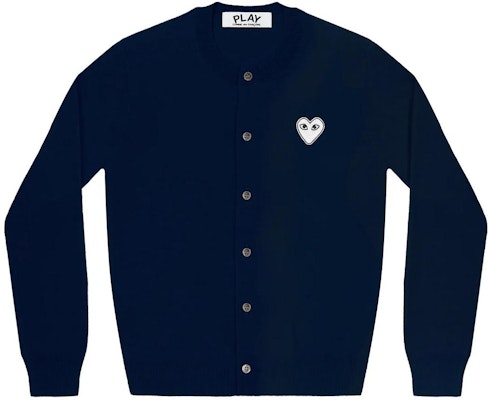 Comme Des Garçons CDG Play SS24 Cardigan Navy Biru Hati Putih Unisex. AX-N061-051-NAVY Order Comme Des Garçons CDG Play SS24 Cardigan Navy Biru Hati Putih Unisex. AX-N061-051-NAVY