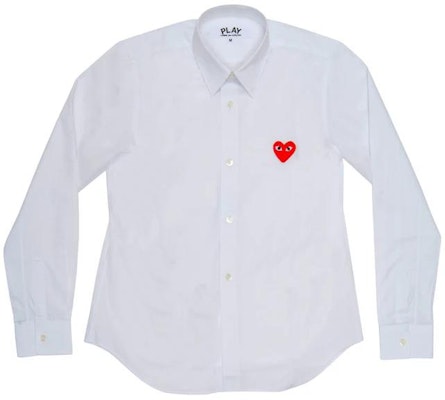 Comme Des Garçons CDG Play SS24 White Long Sleeve Shirt with Red Heart Embroidery Unisex. AX-B002-051-WHITE Order Comme Des Garçons CDG Play SS24 White Long Sleeve Shirt with Red Heart Embroidery Unisex. AX-B002-051-WHITE