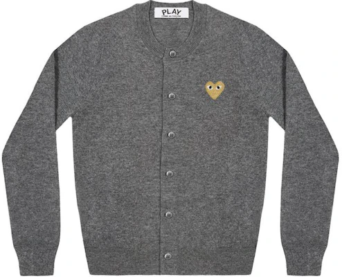 Comme Des Garçons CDG Play SS24 黃心羊毛開衫中性灰色毛衣 AX-N049-051-MEDIUM-GRAY Buy Comme Des Garçons CDG Play SS24 黃心羊毛開衫中性灰色毛衣 AX-N049-051-MEDIUM-GRAY